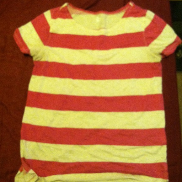 XL pink & white striped shirt