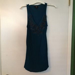 Teal blue zipper tank.