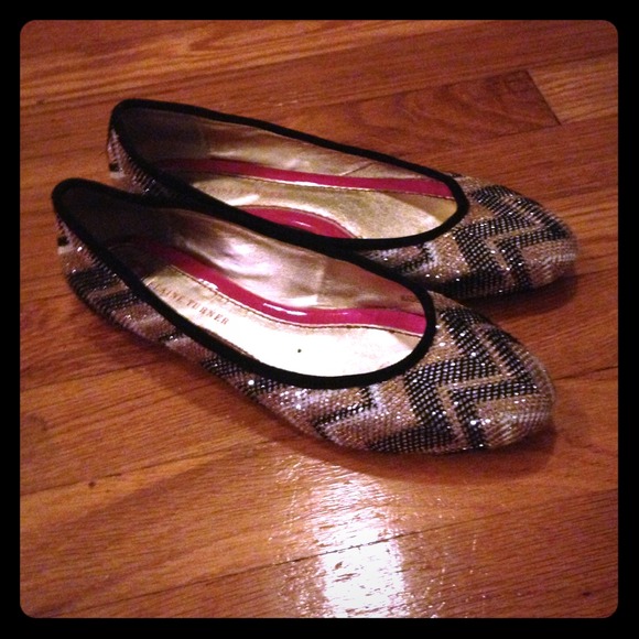 Elaine Turner sparkly chevron printed ballet flats