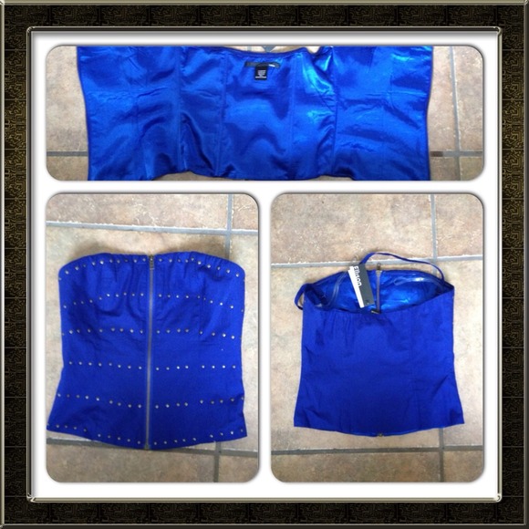 ✨BRAND NEW✨Cobalt blue studded bustier/tube top - Picture 2 of 3