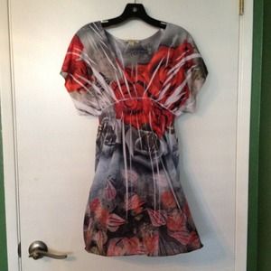 Red/black/grey flower dress/shirt
