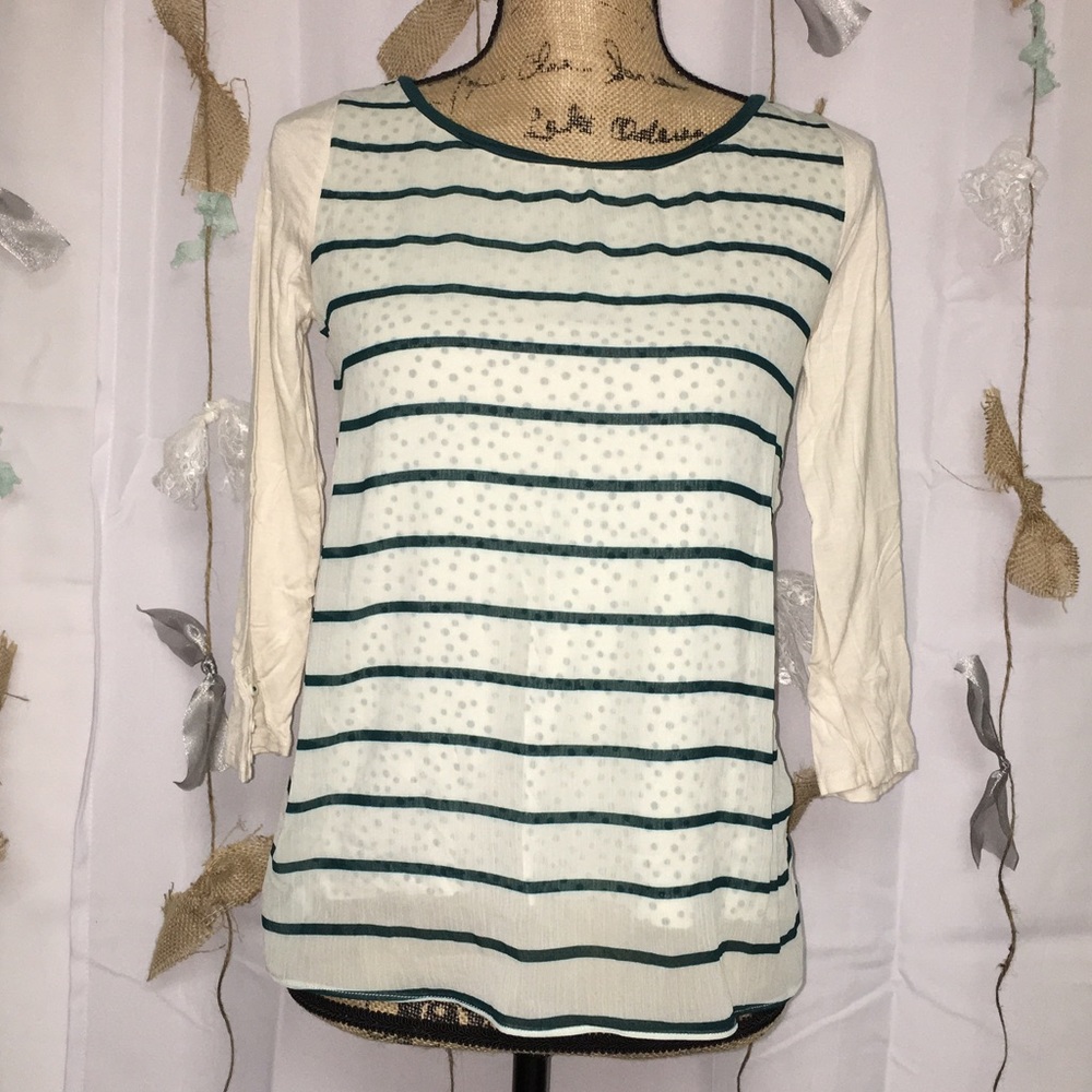 Loft "Crinkle Chiffon Stripe and Dot Tee"