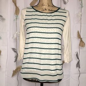 Loft "Crinkle Chiffon Stripe and Dot Tee"