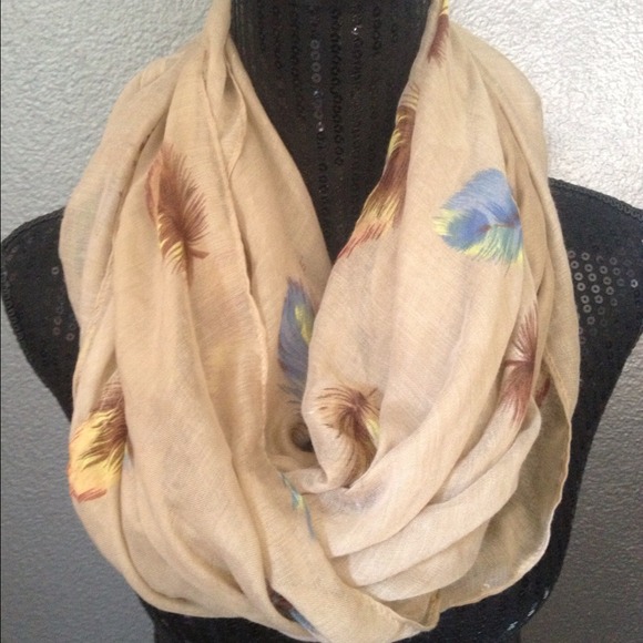 Feather Print Infinity Scarf