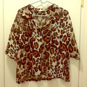 Animal print sheer top