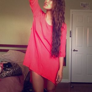 High-Low Back Cutout Coral Dress