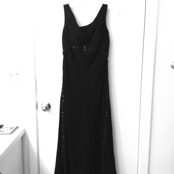 Black Beaded Evening Gown