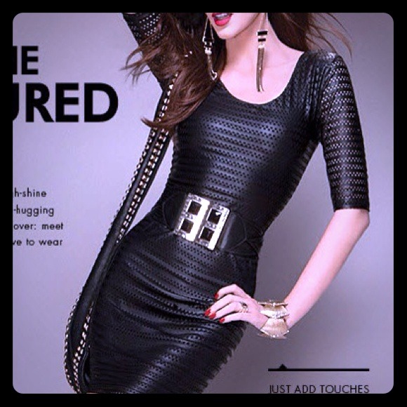 Laser-cut edgy little black dress by bebe