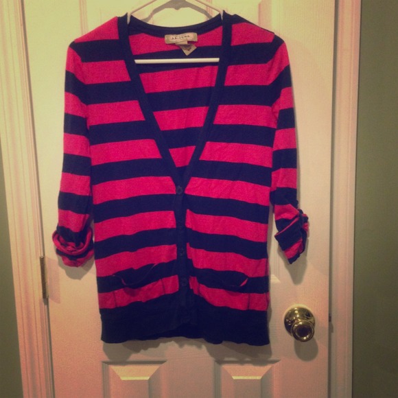 Pink/Dark Blue Cardigan.