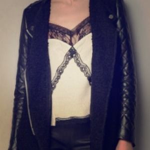 Faux Leather Contrast Jacket
