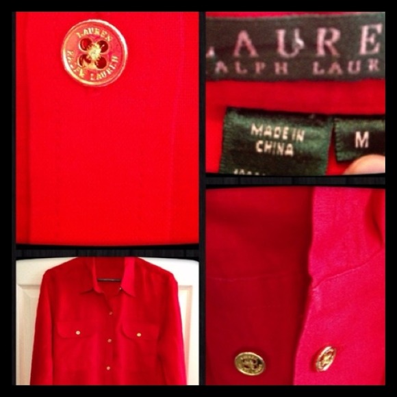 🚫BUNDLED🚫 Ralph Lauren Red Linen button down - Picture 2 of 4