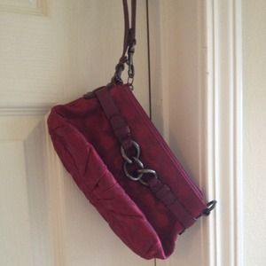 Coach-Red/Burgundy Wristlet