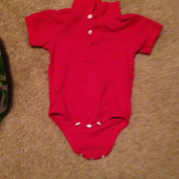 *BUNDLE* jean overalls and red collard shirt - Picture 3 of 3