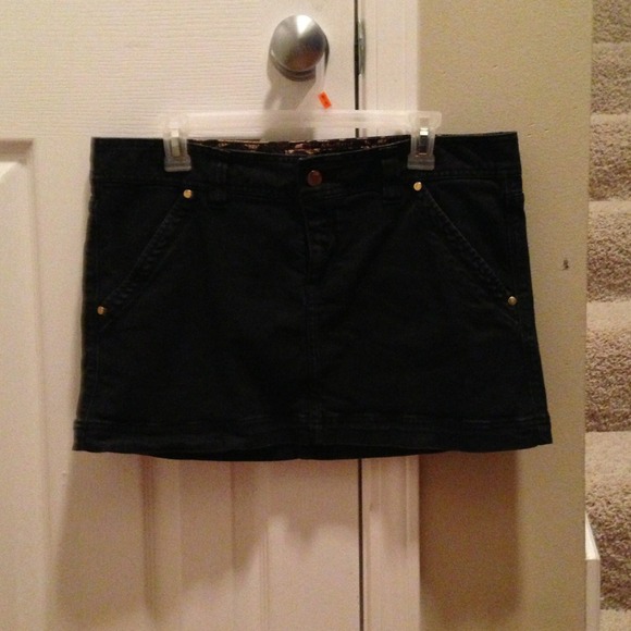 Black X2 denim mini skirt from Express