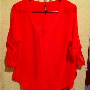 I'm selling this cute red sheer 3/4 sleeves
