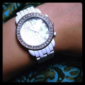 White diamond watch