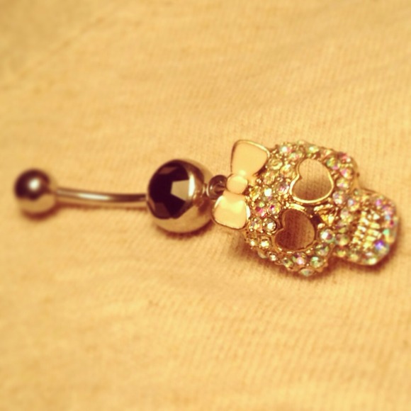 Hand made skull belly ring
