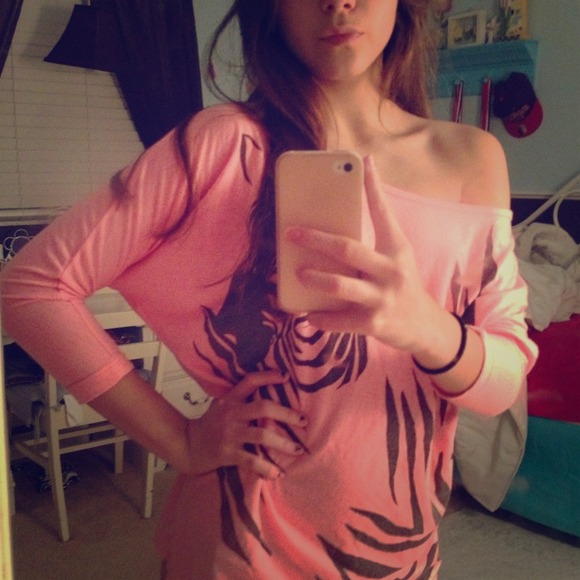 Off the shoulder zebra shirt