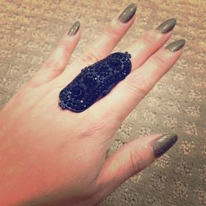 Black Adjustable Knuckle Ring size 6-7