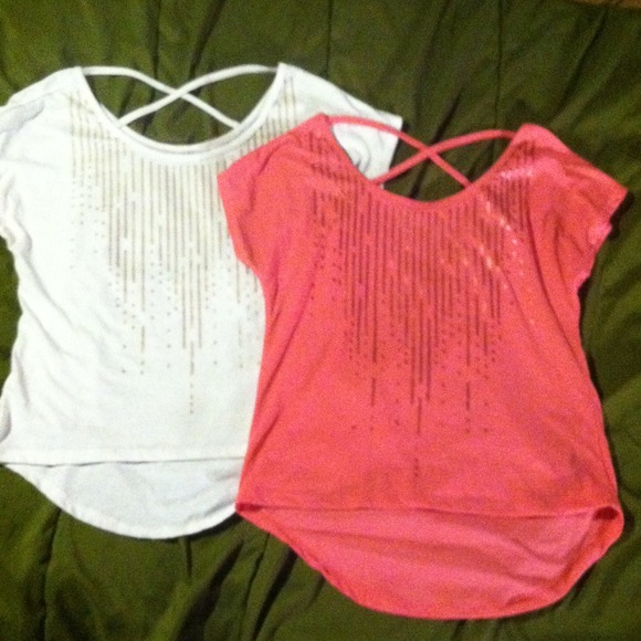 Cute white and pink shirts. Peek-ah-boo back!