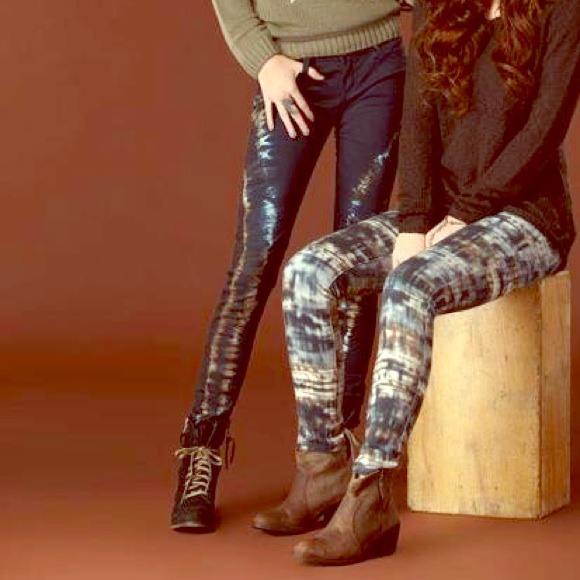 SOLD!!!! CarMar skinny tie-dyed dark green jeans