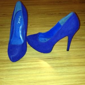 Electric Blue Suede Pumps