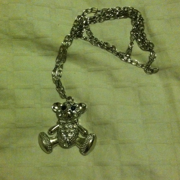 Silver Teddy Bear Necklace - Picture 2 of 2