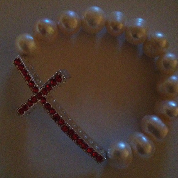 Red Cross with Real fresh water pearls...!