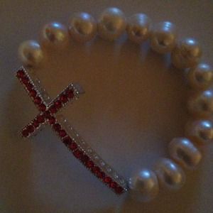 Red Cross with Real fresh water pearls...!