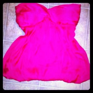Hot pink strapless top