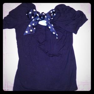 Black tee with cute polka dot bow