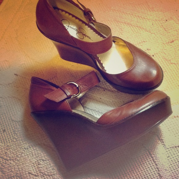 Maryjane wedge pumps