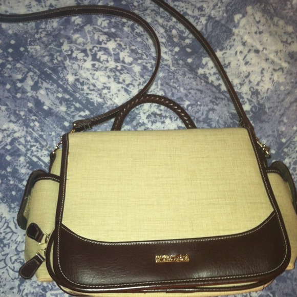 Beige and brown handbag
