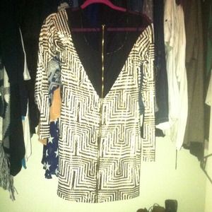 Gold, black and white dress