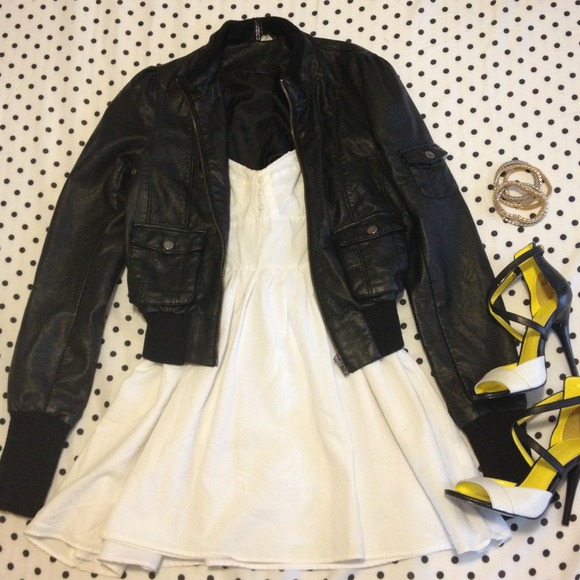 H&M faux leather bomber jacket