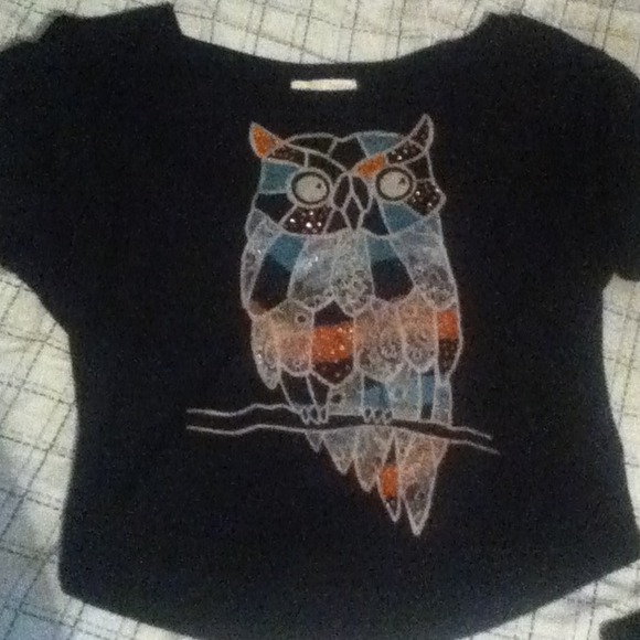 Papaya black owl shirt