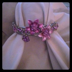 Pink rhinestone flower bangle bracelet (reduced))
