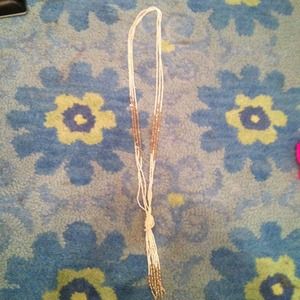 Iridescent white beaded necklace
