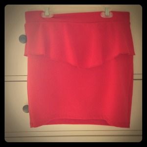 Red peplum skirt