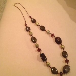 Gold and brown beaded necklace