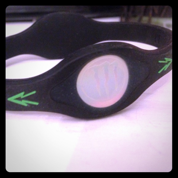 Monster power balance bracelet black & lime green