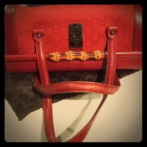 Authentic gucci bullet bag with bamboo accent