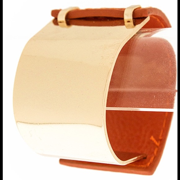 Accessories - Gold plated leather cuff bracelet