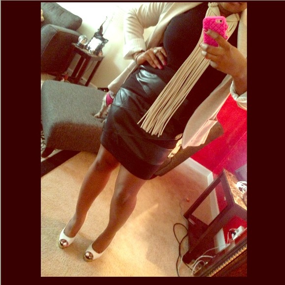 ❗SOLD❗bundled Black Skirt w/ faux leather paneling