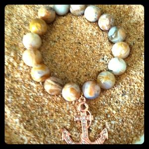 Jasper bracelet with a crystal anchor