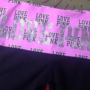 VS Pink Capri skinny yoga pants bling