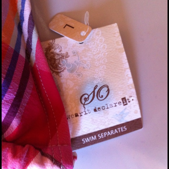 Bikini NWT Adorable pink plaid L top S bottom - Picture 4 of 4