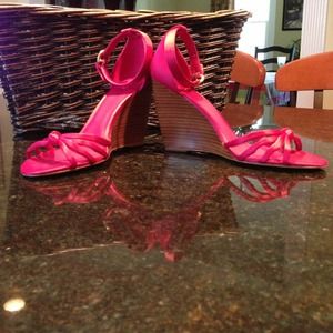 Coach Pink Wooden Wedged Heels