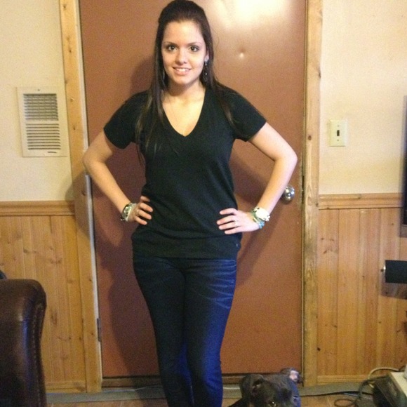 Basic black V neck