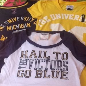 (3) VS Pink University of Michigan wolverine shirt